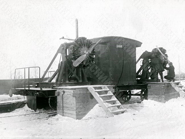 Test station for aircraft engines at the Stalin Molotov plant No. 19