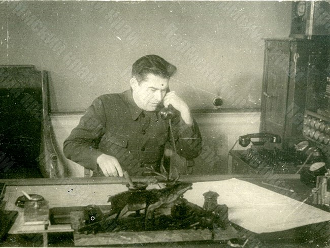 Director of the Molotov Plant No. 33, G.T. Vigura, in his office